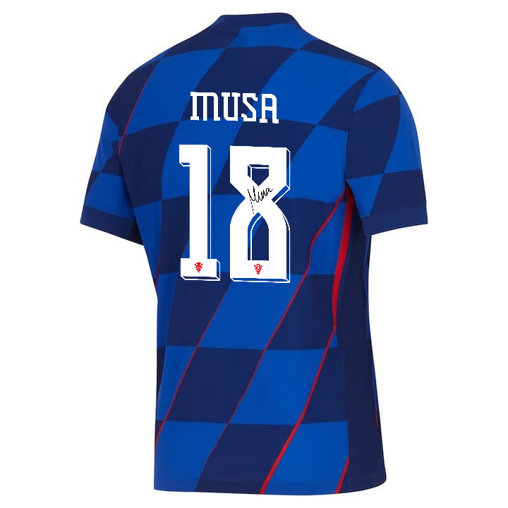 Petar Musa 18 Signed Croatia National Team 2024 Away Men Jersey Autographed - Navy