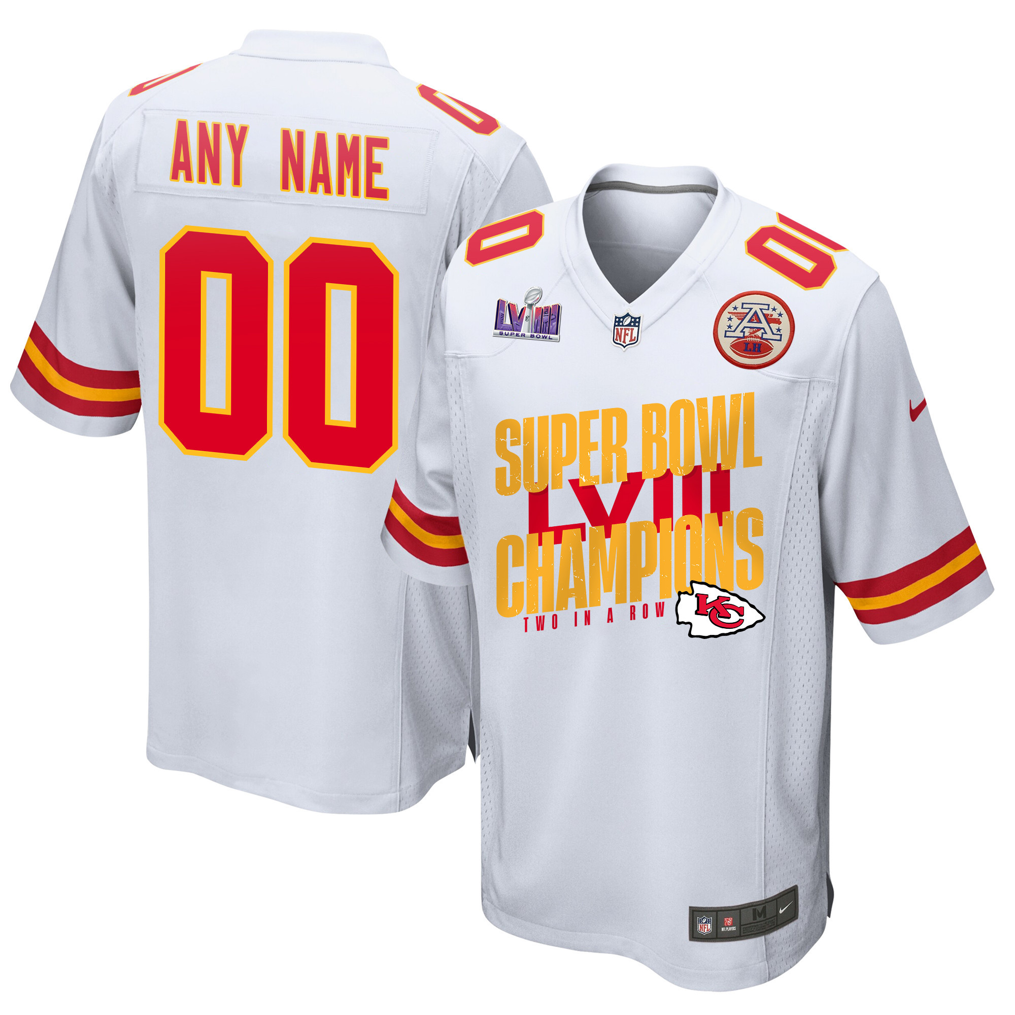Kansas City Chiefs Super Bowl LVIII Champions Iconic Victory Game Custom Men Jersey - White