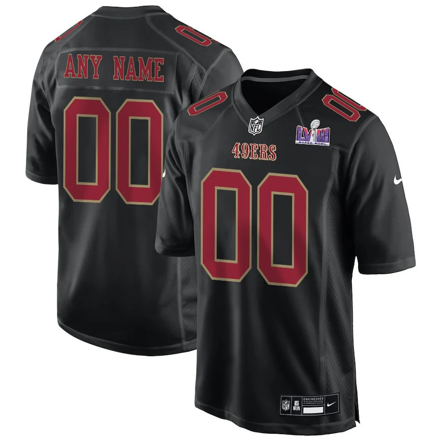 San Francisco 49ers Super Bowl LVIII Patch Fashion Game Men Custom Jersey - Carbon Black