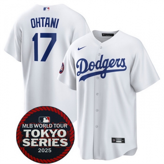 Los Angeles Dodgers 17 Shohei Ohtani White 2025 World Tour Tokyo Series Home Stitched Baseball Jersey