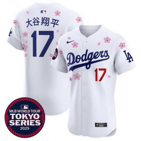 Los Angeles Dodgers 17 Shohei Ohtani White Japanese Name 2025 Tokyo Series Limited Stitched Baseball Jersey