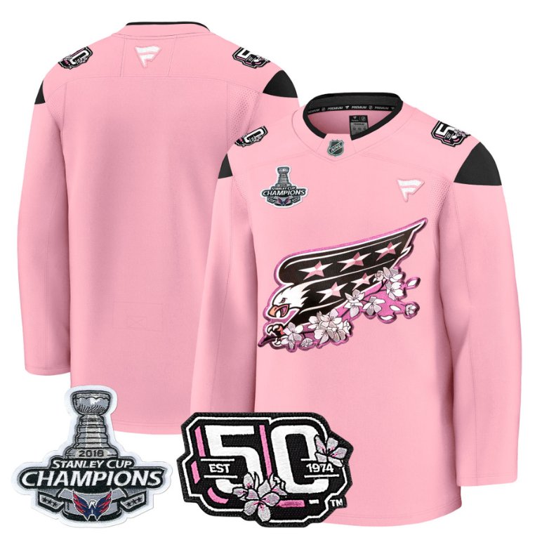 Team Jersey Washington Capitals 50th 2018 Stanley Cup Champions Patch Stitched Cherry Blossom