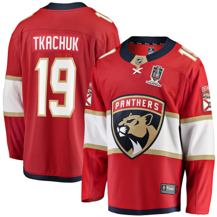 Florida Panthers Matthew Tkachuk Fanatics Red 2025 Stanley Cup Champions Breakaway Jersey