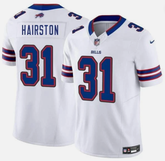 Men's Youth Women's Buffalo Bills Maxwell Hairston White 2025 Draft First Round Pick Game Jersey