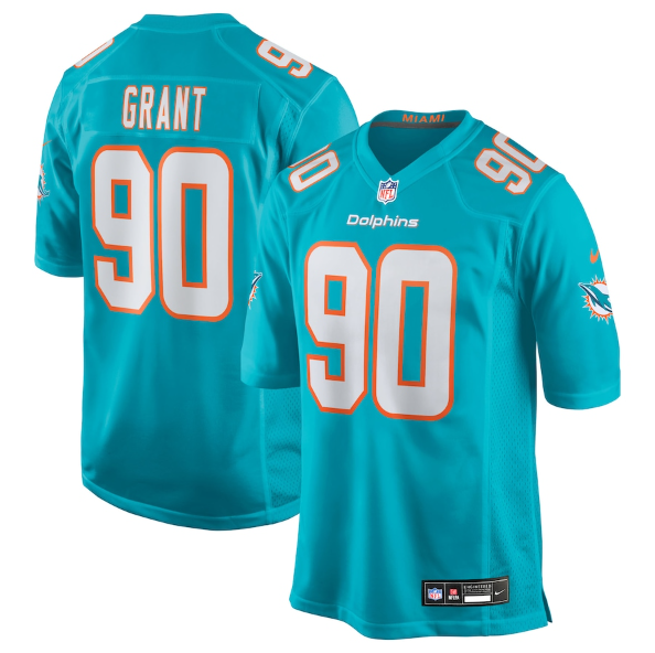Men's Youth Women's Miami Dolphins Kenneth Grant Aqua 2025 Draft First Round Pick Game Jersey