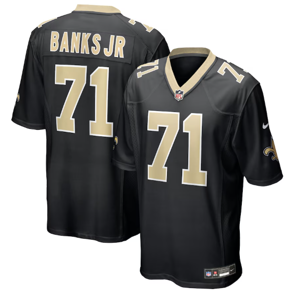 Men's Youth Women's New Orleans Saints Kelvin Banks Jr. Black 2025 Draft First Round Pick Game Jersey