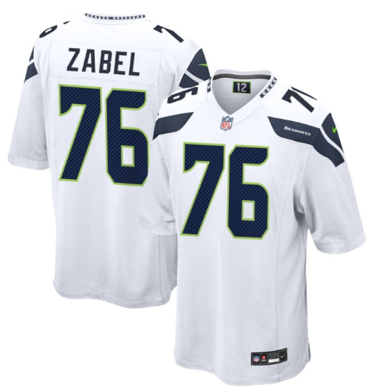 Men's Youth Women's Seattle Seahawks Grey Zabel College White 2025 Draft First Round Pick Game Jersey