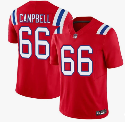 Men's Youth Women's New England Patriots Will Campbell Red 2025 Draft First Round Pick Game Jersey