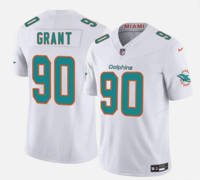 Men's Youth Women's Miami Dolphins Kenneth Grant White 2025 Draft First Round Pick Game Jersey