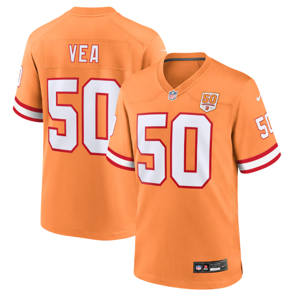 Men's Youth women's Tampa Bay Buccaneers Vita Vea Creamsicle 50th Season Game Jersey