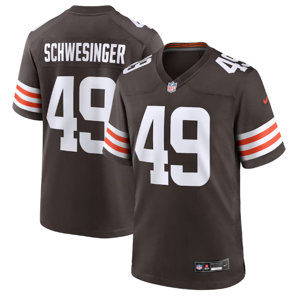 Men's Youth Women's Cleveland Browns Carson Schwesinger Brown 2025Draft Game Jersey