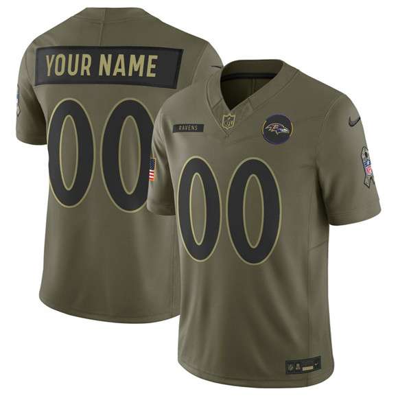 Baltimore Ravens Active Player Custom Olive 2025 Salute to Service Limited Football Jersey