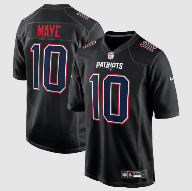 New England Patriots Drake Maye Carbon Black Fashion Jersey