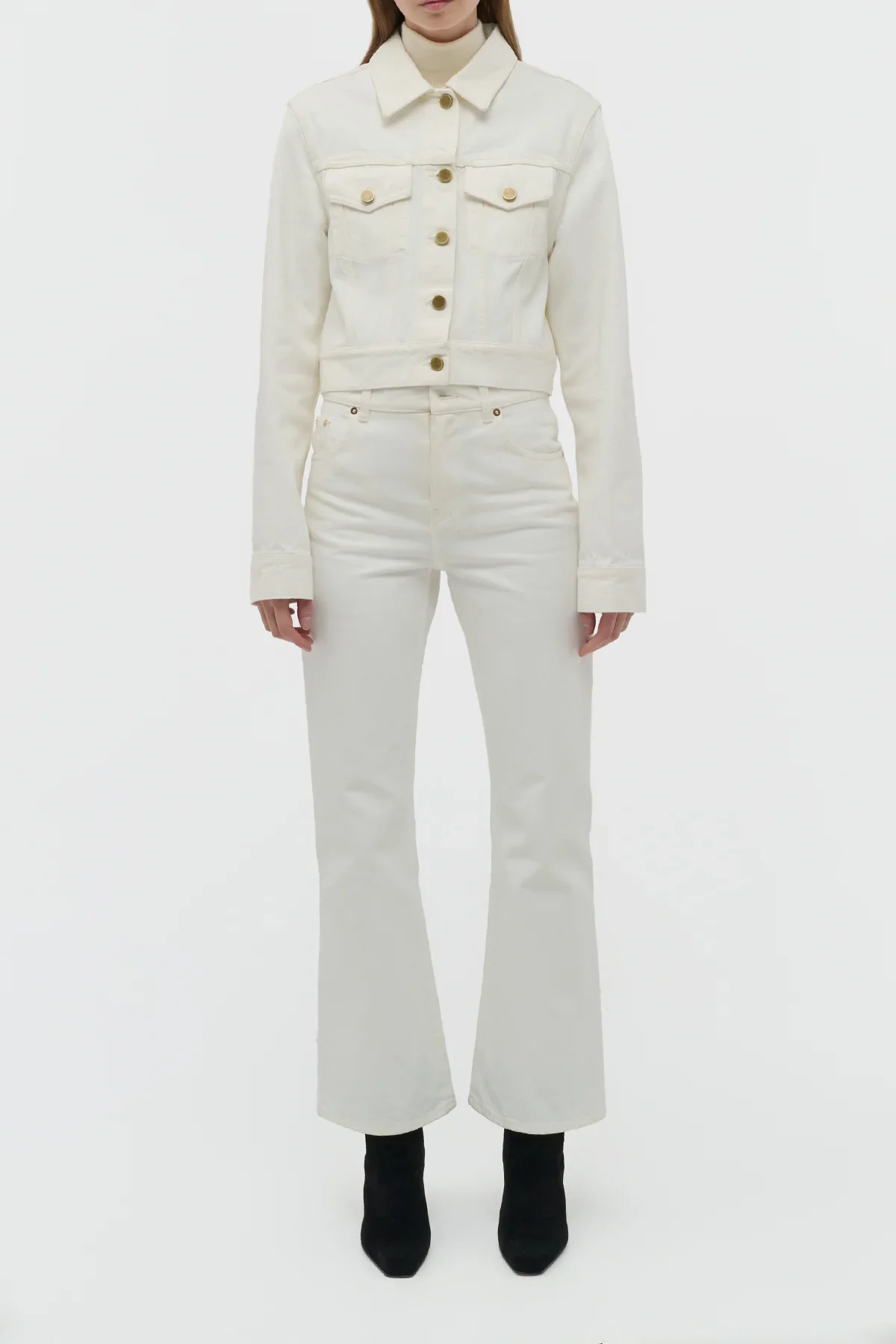 Ezra Bootcut Cropped Jean in White Recycled Cotton Denim