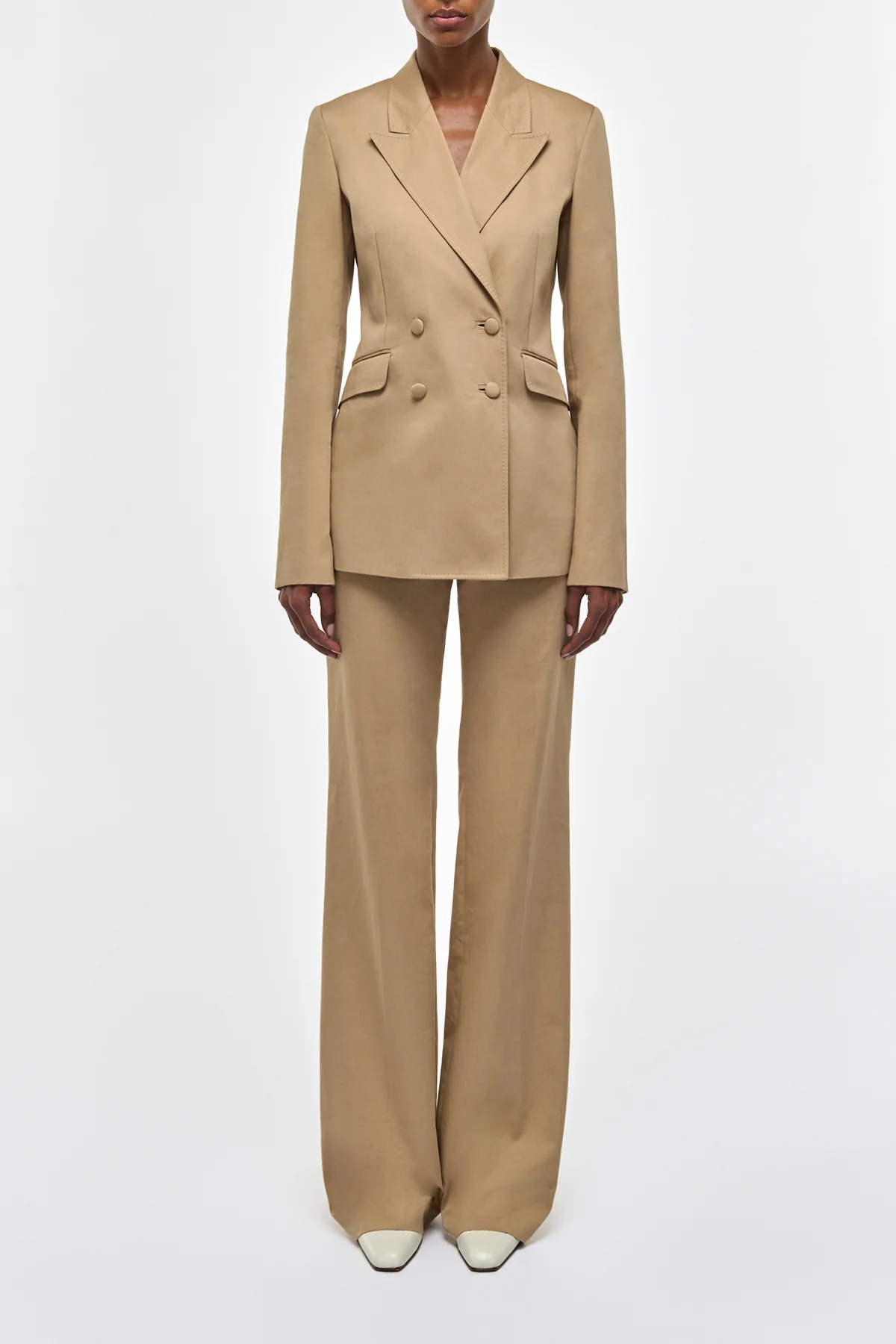 Vesta Flare Pant in Camel Light Sea Island Cotton Twill