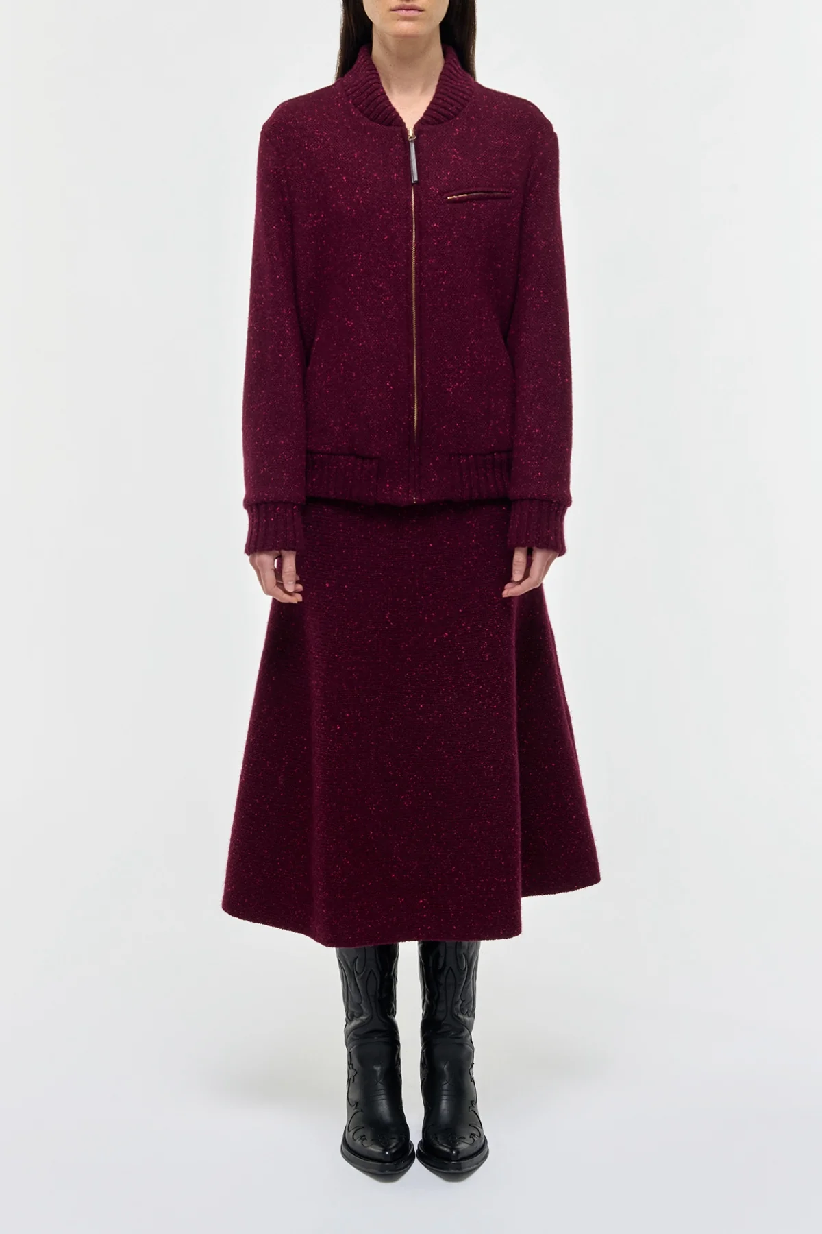 Winslow Bomber in Bordeaux Speckled Cashmere