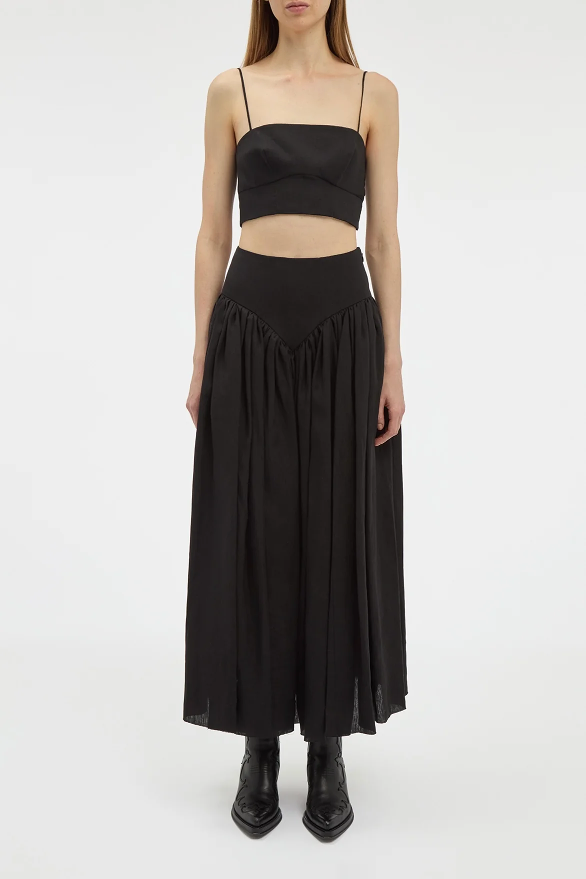 Blazie Top in Black Aloe Linen