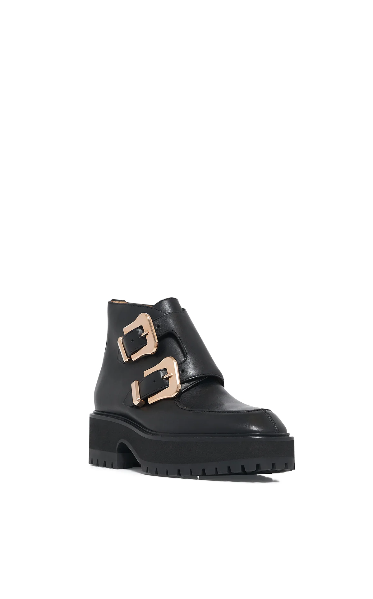 Apollo Platform Ankle Boot in Black Leather