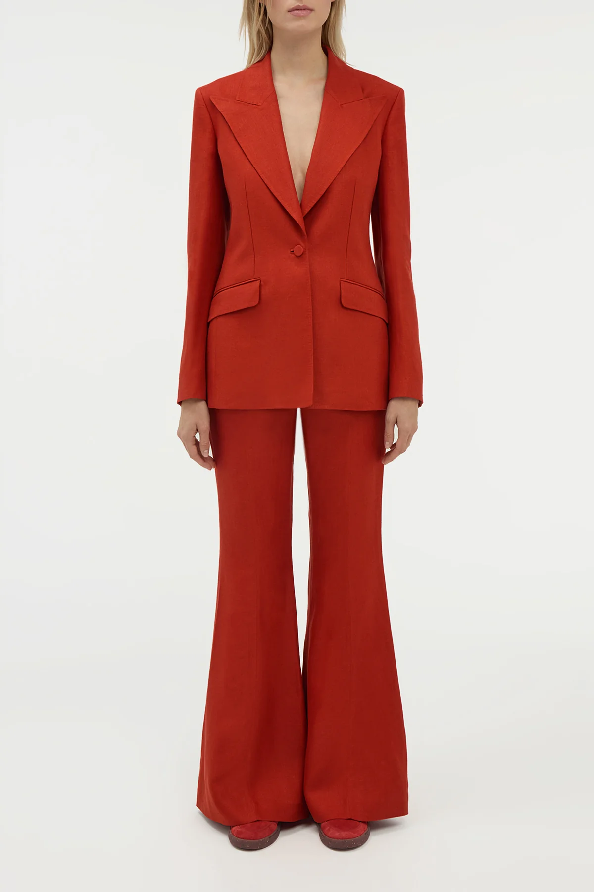 Leiva Blazer in Antelope Orange Linen Twill