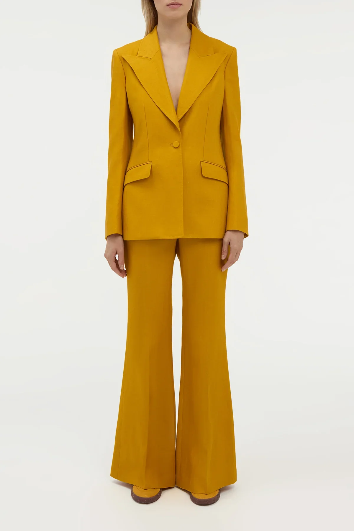 Rhein Flare Pant in Golden Birch Linen Twill