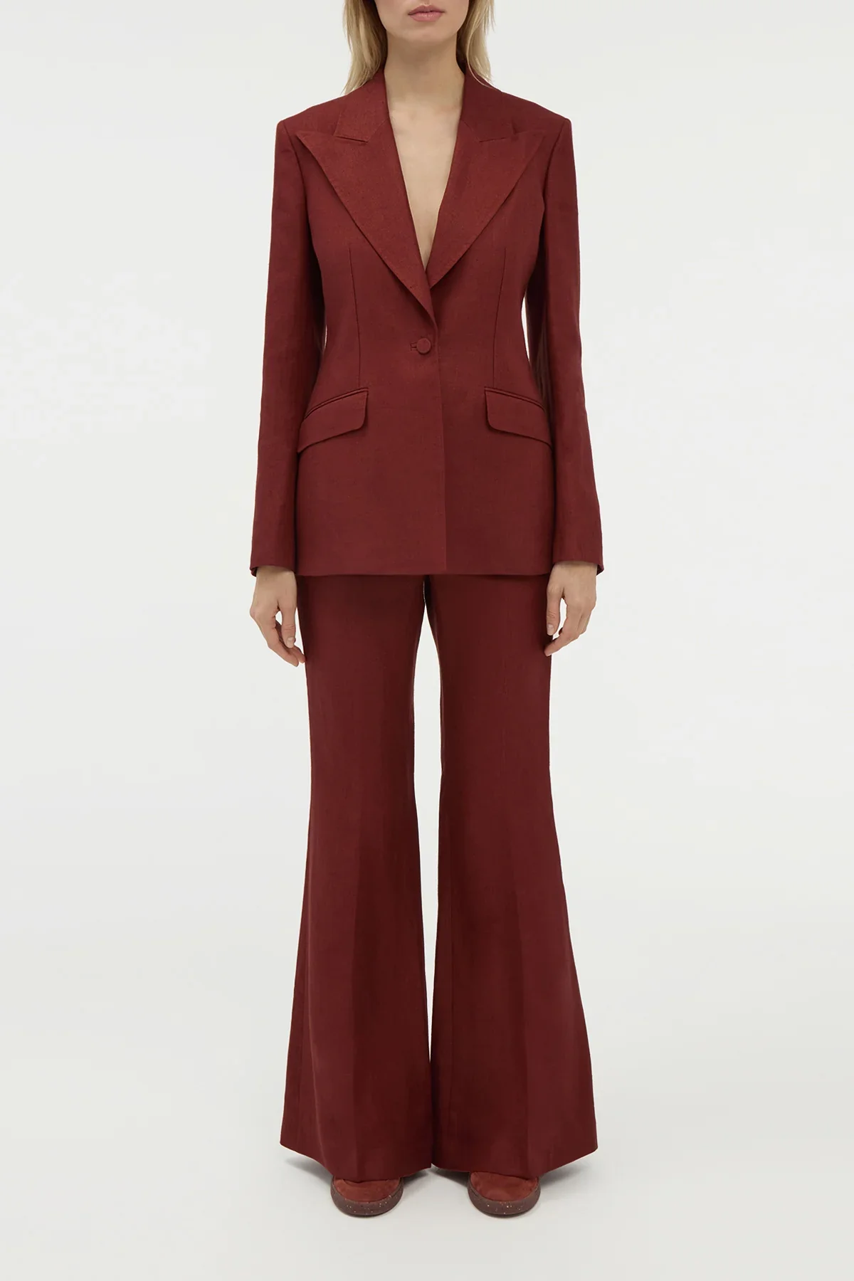 Rhein Flare Pant in Burnt Sienna Linen Twill