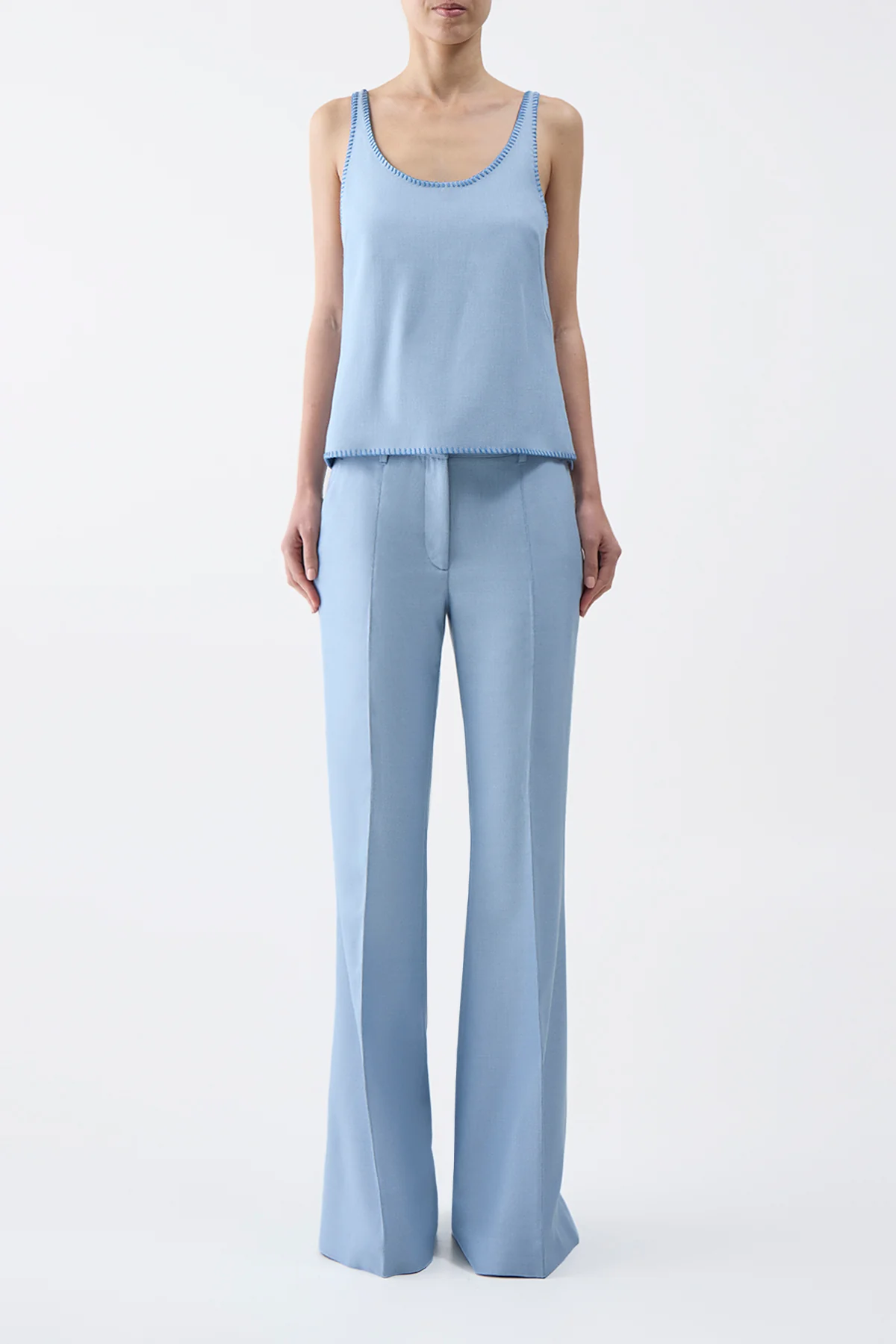 Muriel Tank Top in Stone Blue Silk Virgin Wool