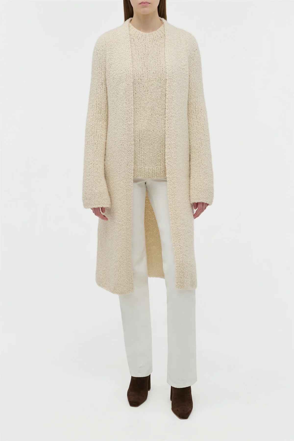 Uxia Knit Cardigan in Ivory Cashmere Boucle