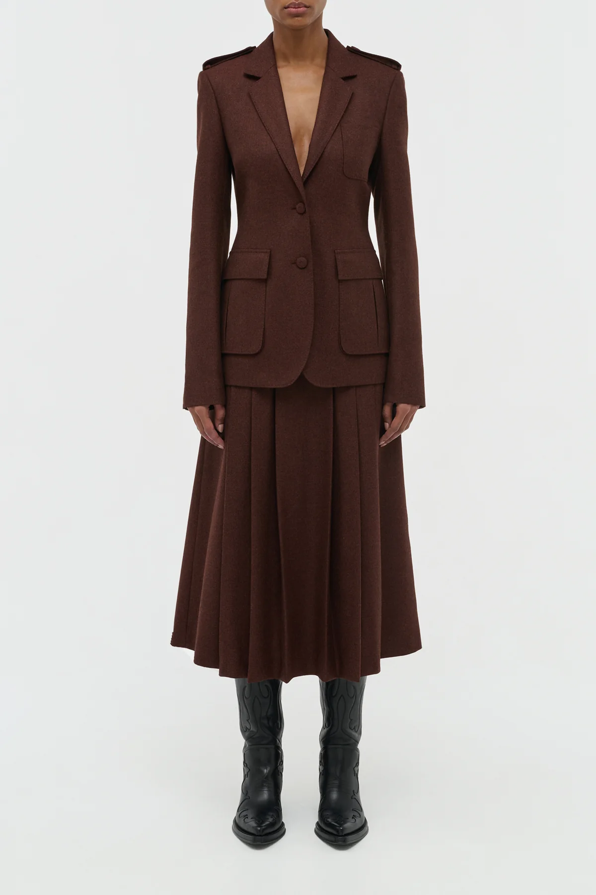 Louisa Blazer in Burnt Sienna Wool Cashmere Flannel