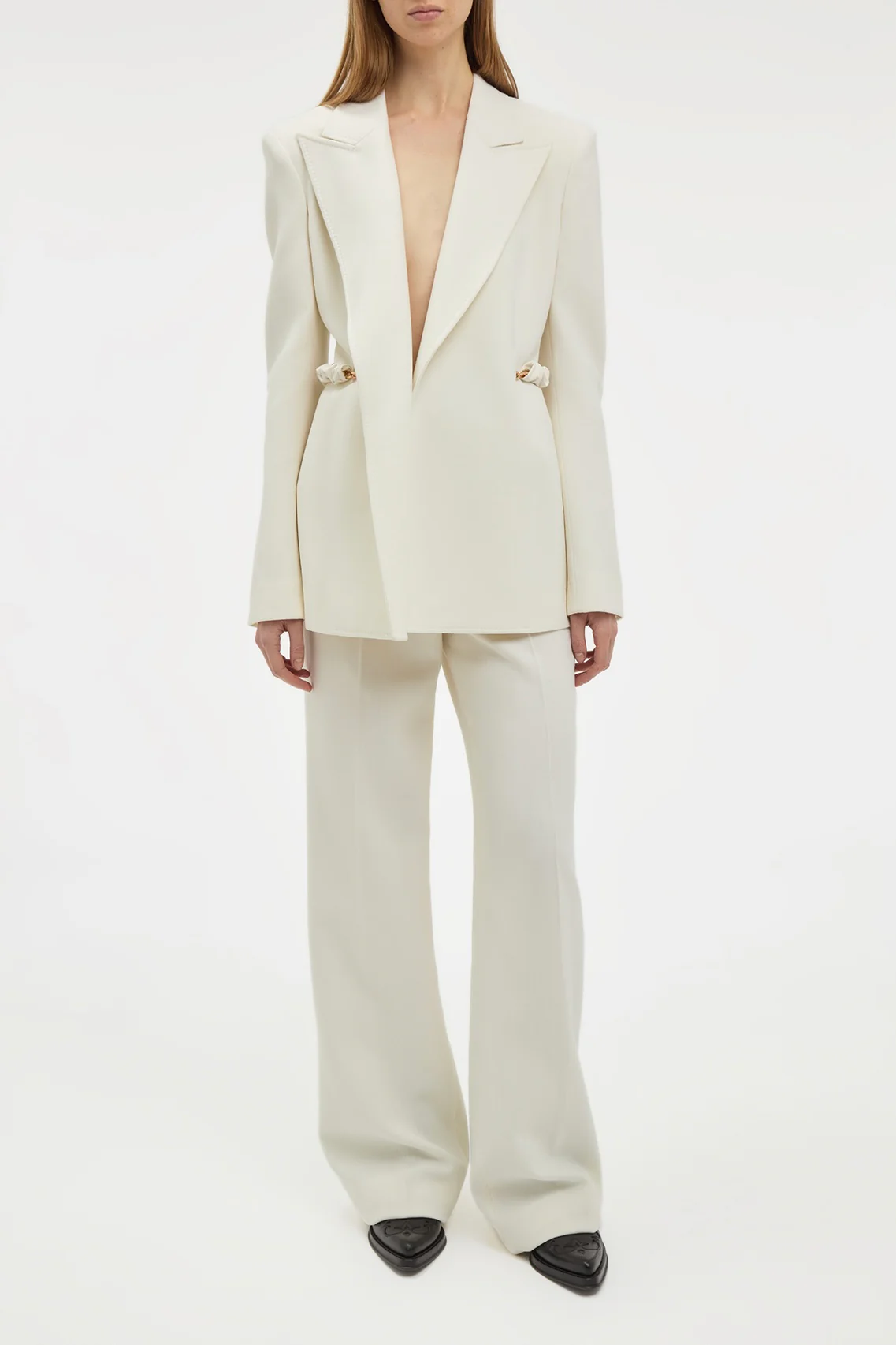 Epona Chain Blazer in Ivory Recycled Virgin Wool