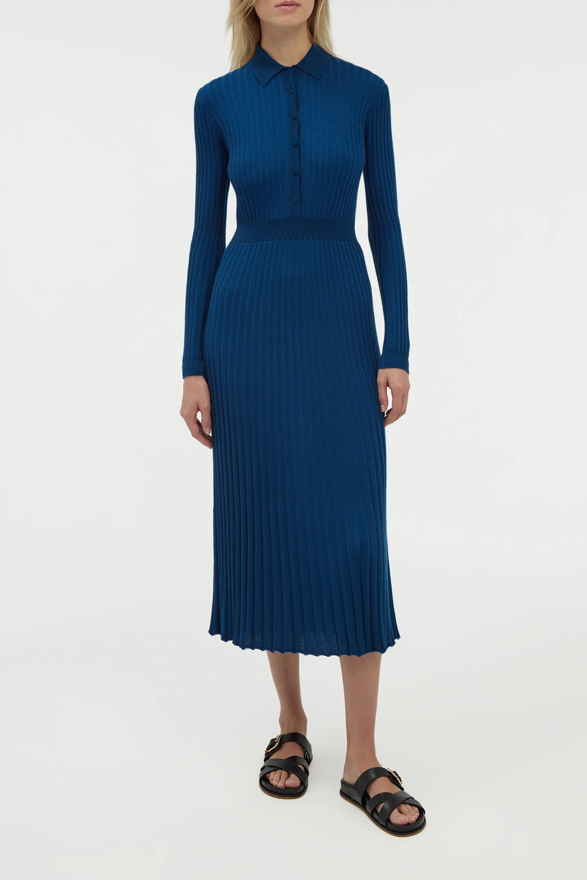 Ardor Knit Maxi Dress in Washed Denim Cashmere Silk