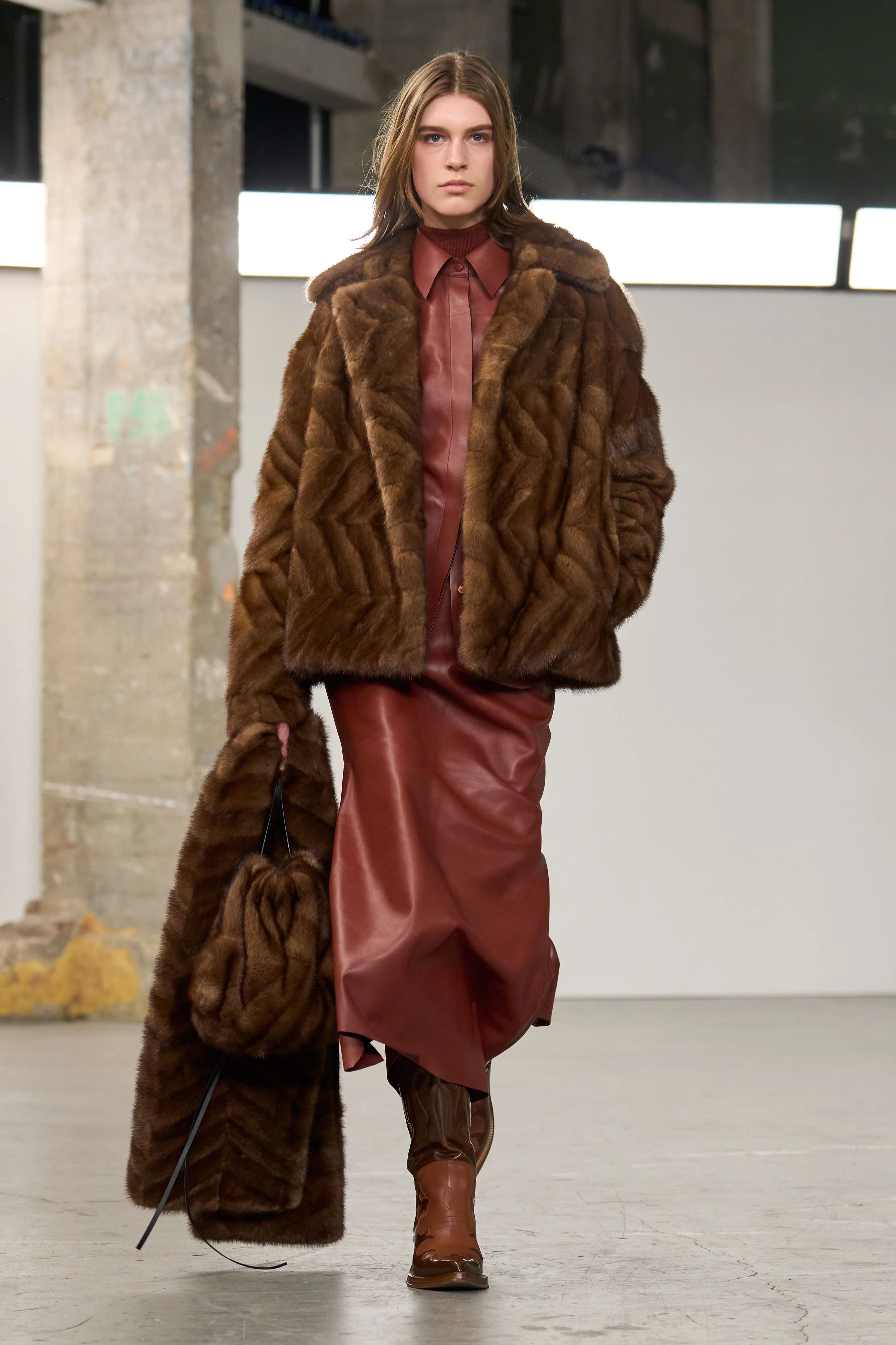 Torstein Coat in Mahogany Recycled Mink Fur