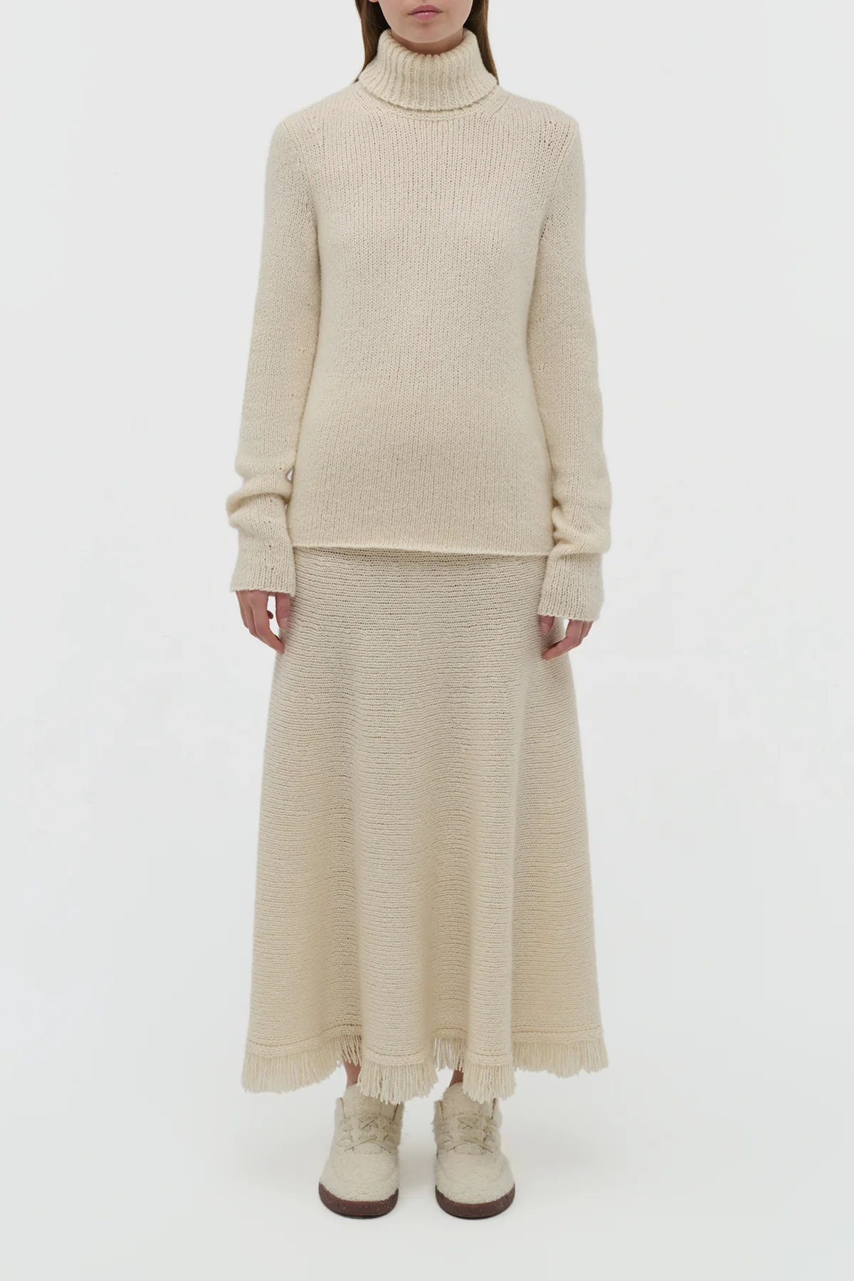 Nelle Knit Turtleneck in Ivory Cashmere