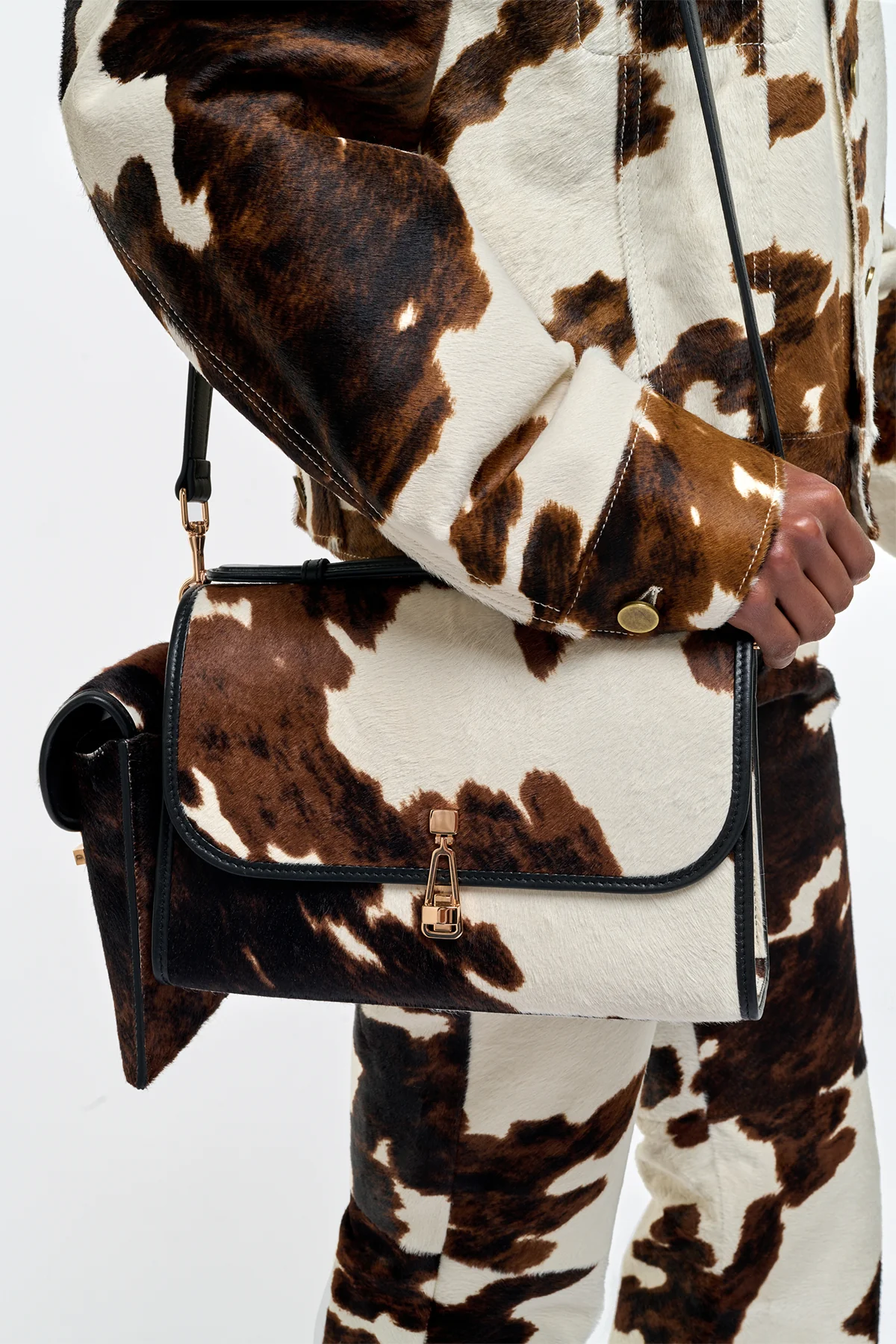Medium Leonora Flap Bag in Ivory Cognac Multi Pony Hair