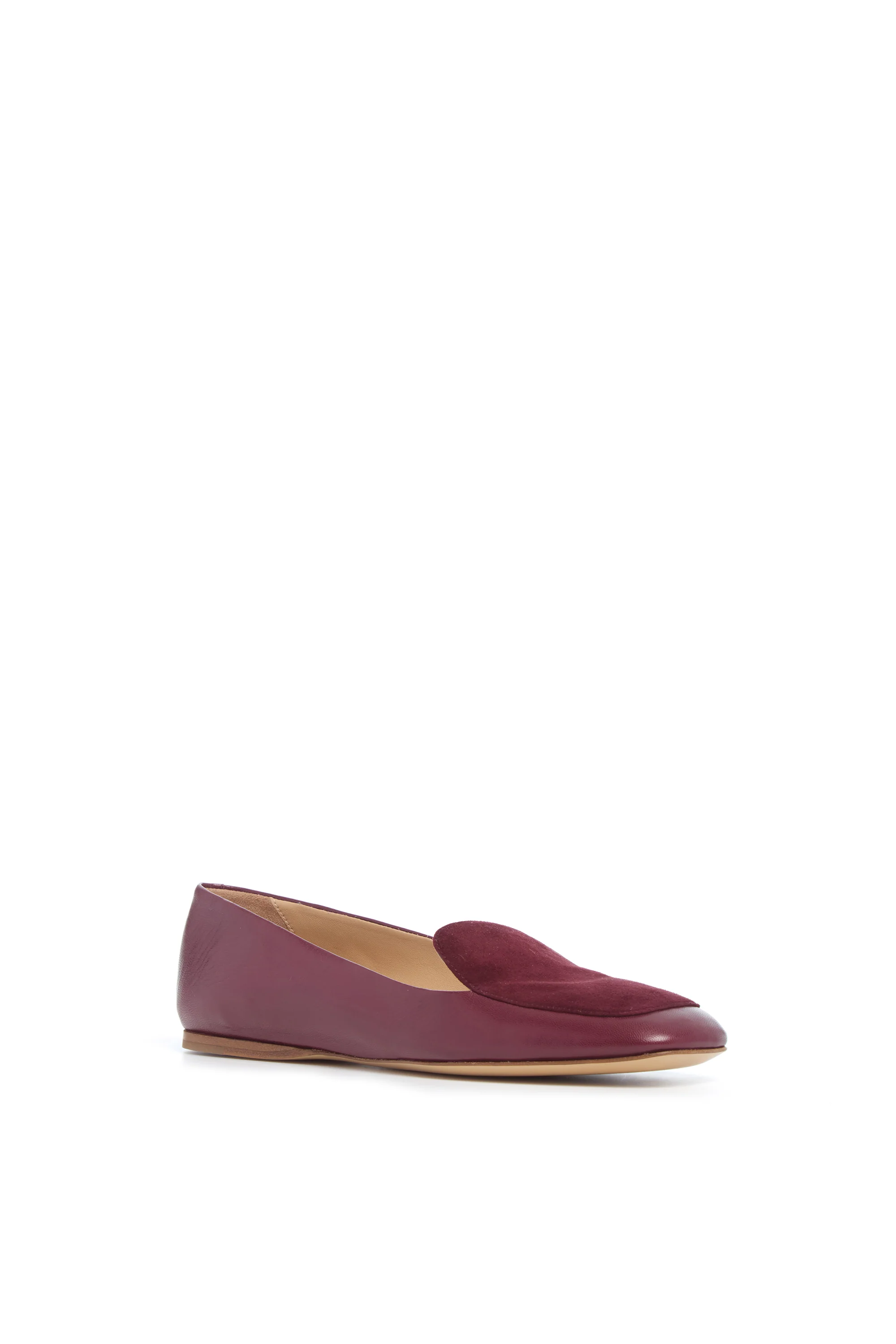 Aveda Flat Loafer in Bordeaux Leather & Suede