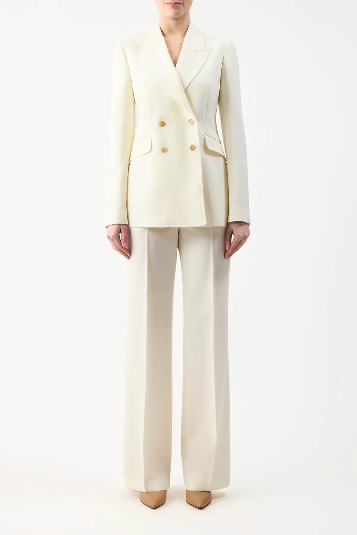 Vesta Flare Pant in Ivory Sportswear Wool