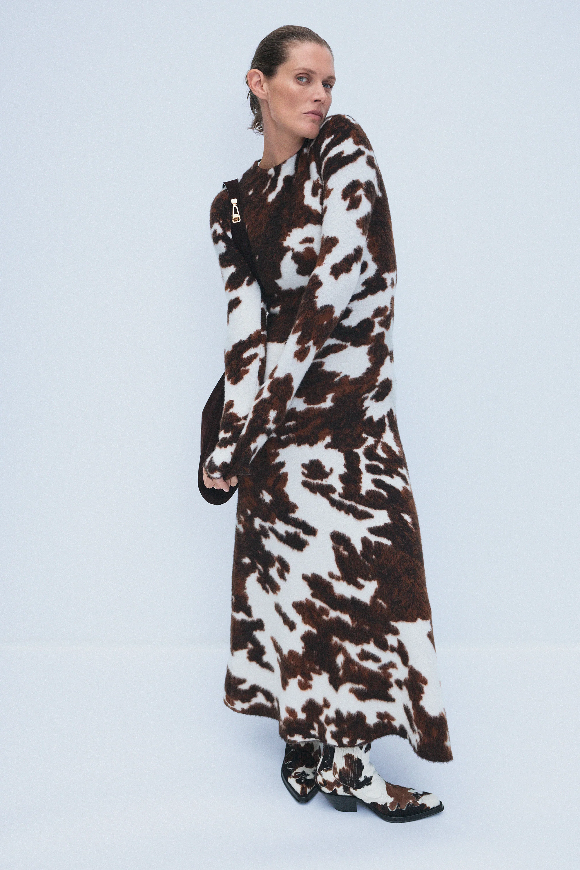 Atticus Knit Maxi Dress in Ivory Cognac Multi Cashmere