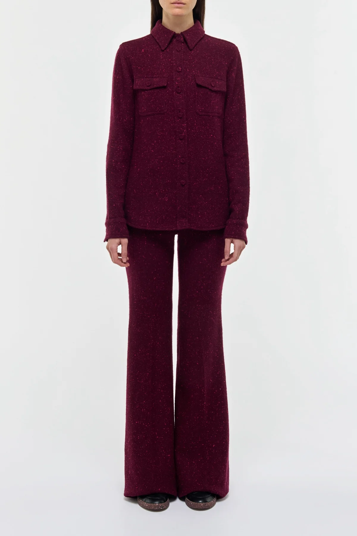 John Austin Shirt in Bordeaux Speckled Cashmere