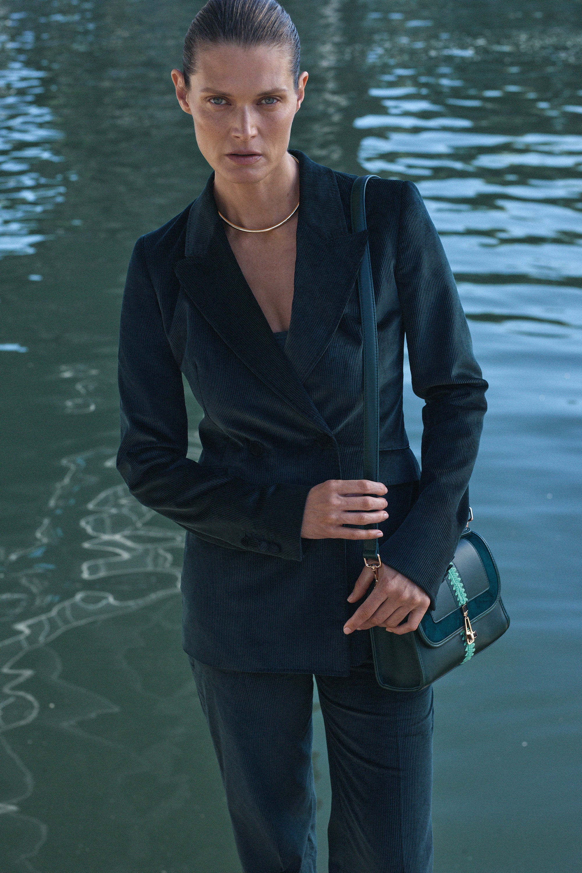 Vesta Flare Pant in English Green Sea Island Cotton Corduroy