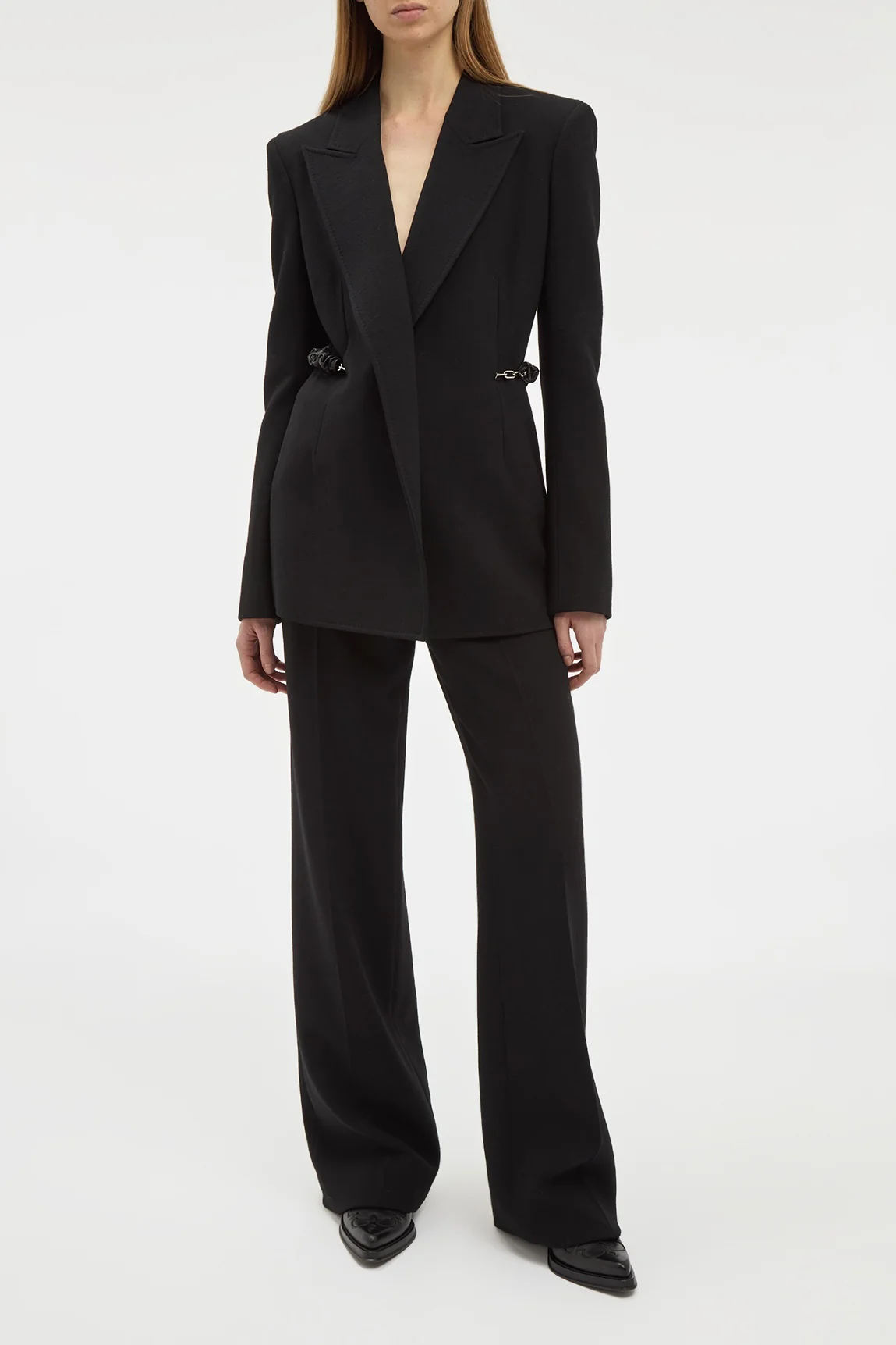 Norman Wide-leg Pant in Black Recycled Virgin Wool