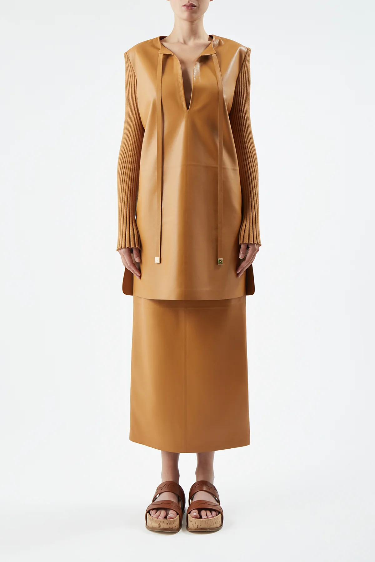 Beko Dress in Cashew Nappa Leather