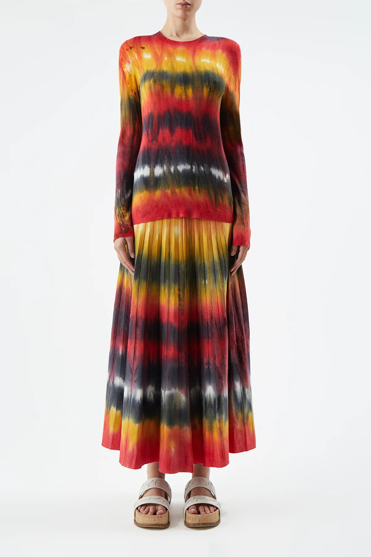 Miller Knit Sweater in Fire Tie Dye Cashmere