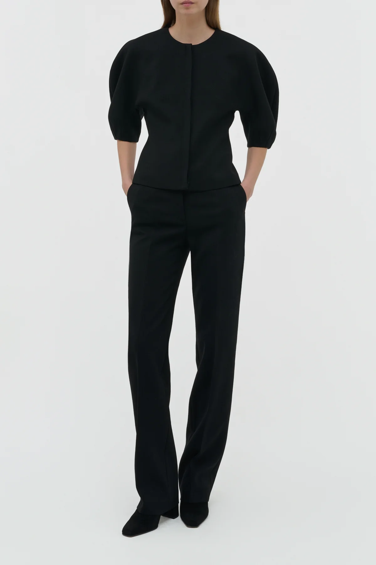 Cecilia Pant in Black Recycled Wool