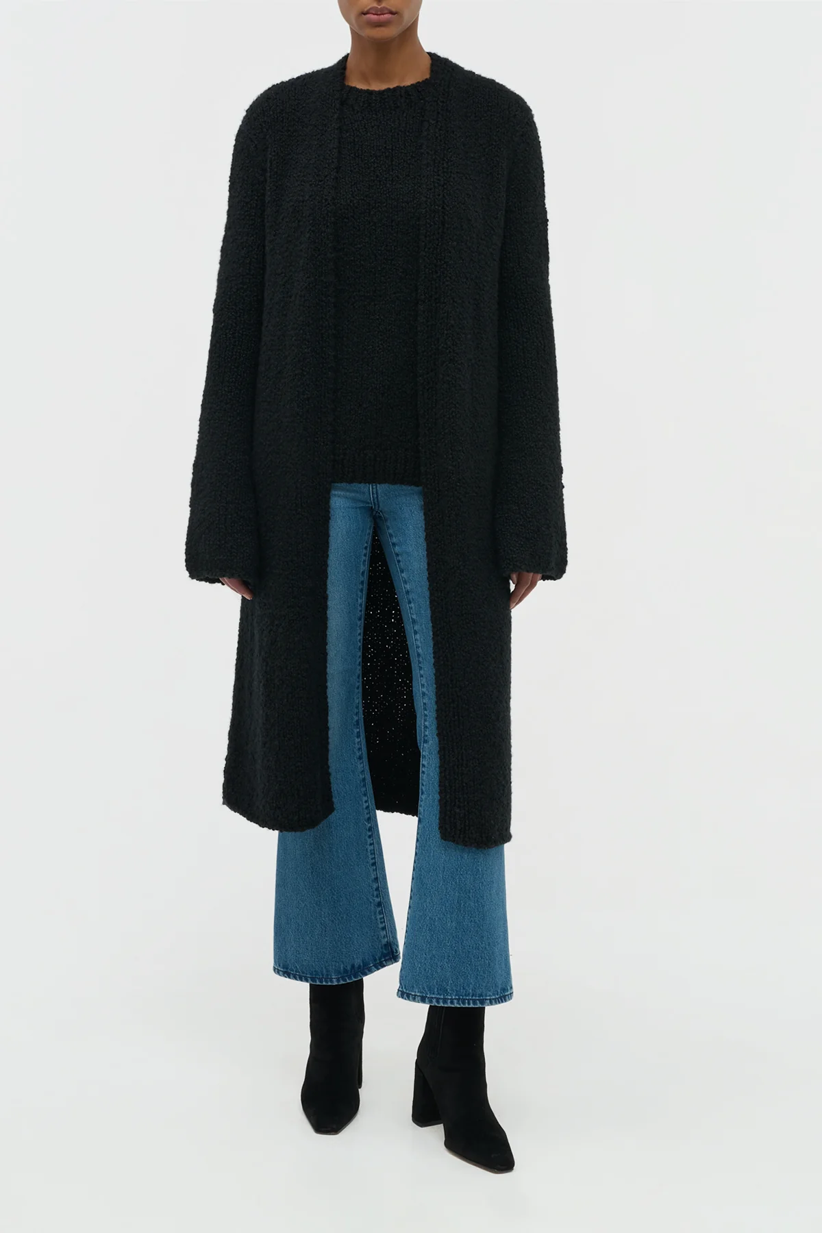Uxia Knit Cardigan in Black Cashmere Boucle