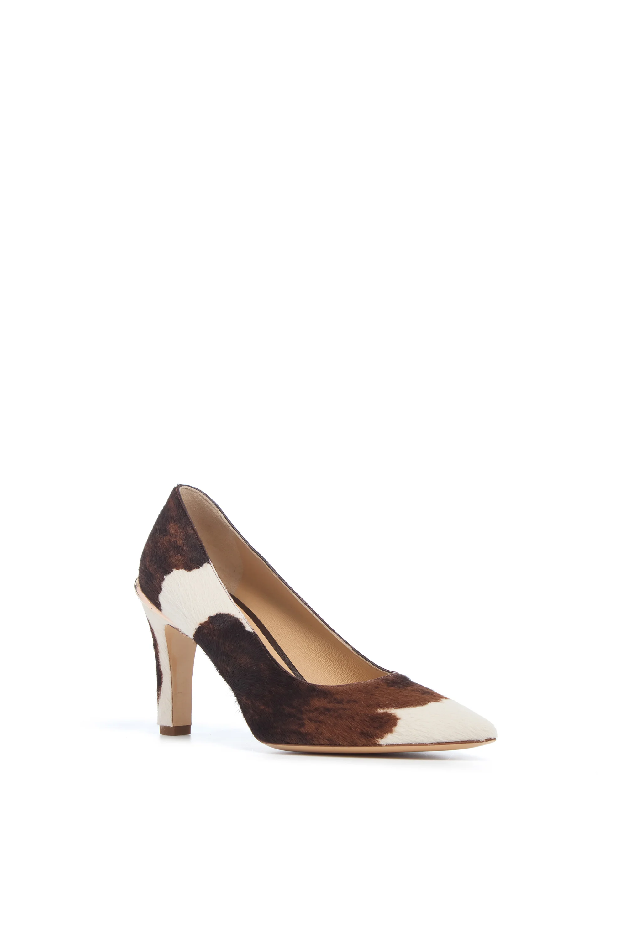 Edwina High Heel Stiletto Pump in Ivory Cognac Multi Pony Hair