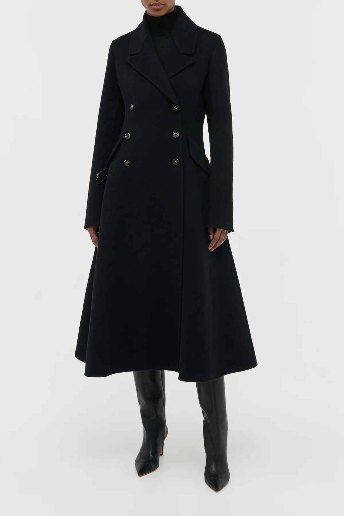 Cantwell Coat in Black Double-face Recycled Cashmere