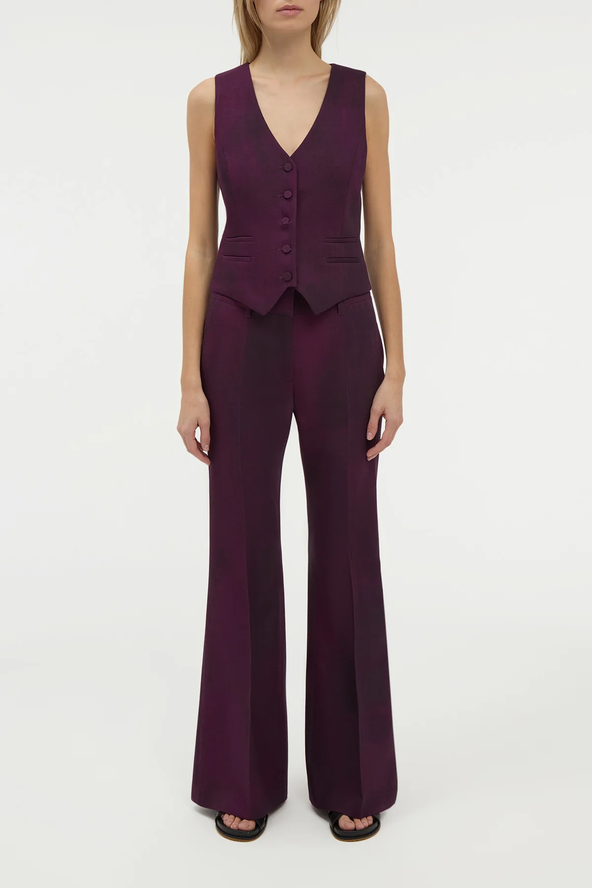Rhein Flare Pant in Bordeaux Virgin Wool