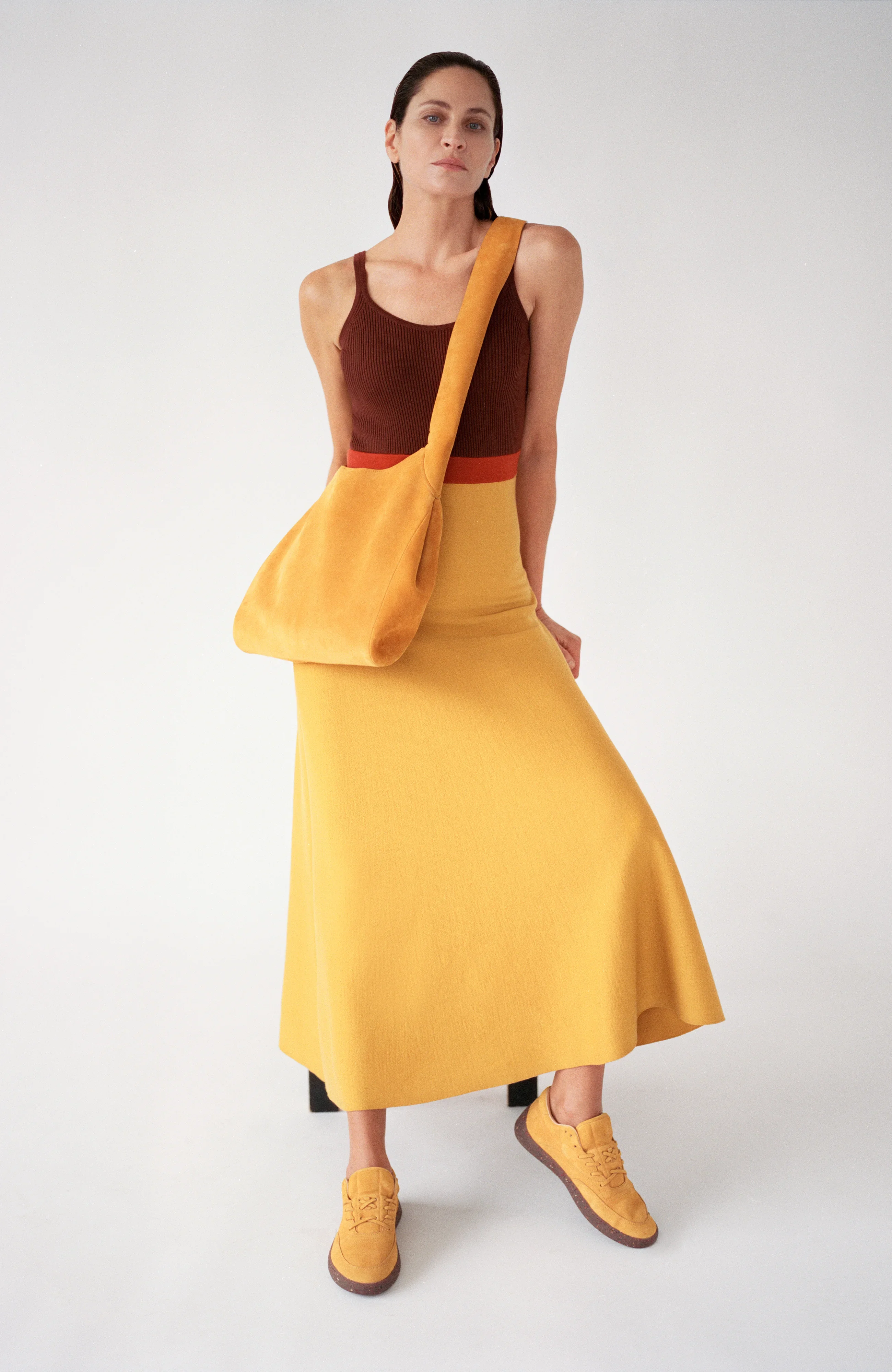 Flaminius Knit Midi Dress in Golden Birch Merino Wool