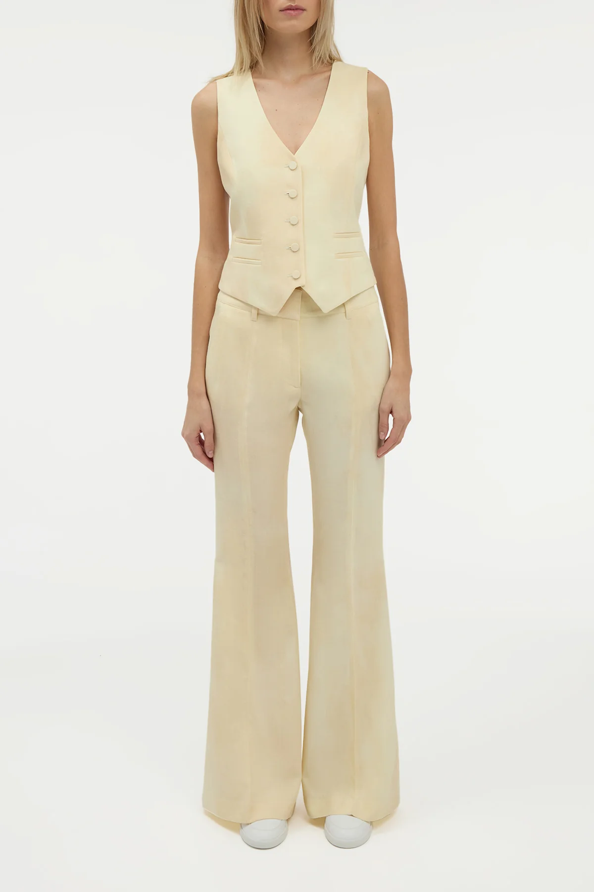 Rhein Flare Pant in Ivory Virgin Wool