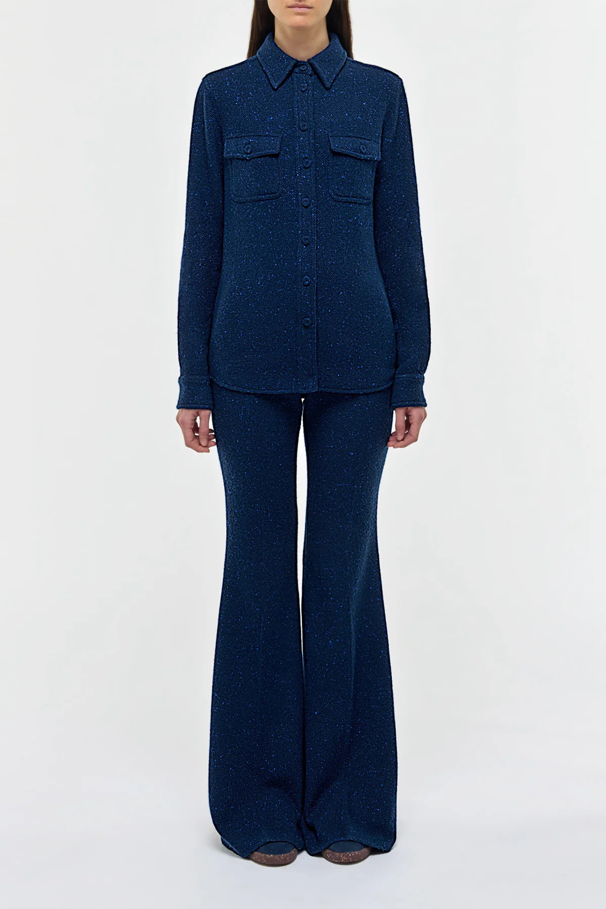 John Austin Shirt in Electric Navy Speckled Cashmere