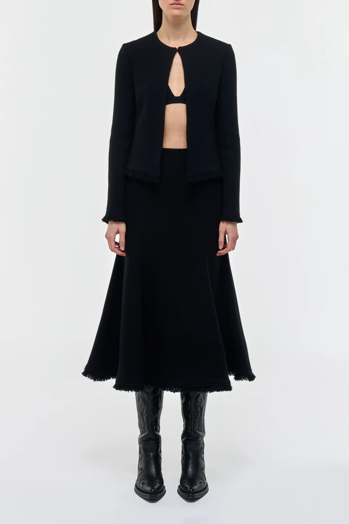 Normand Jacket in Black Virgin Wool Cashmere